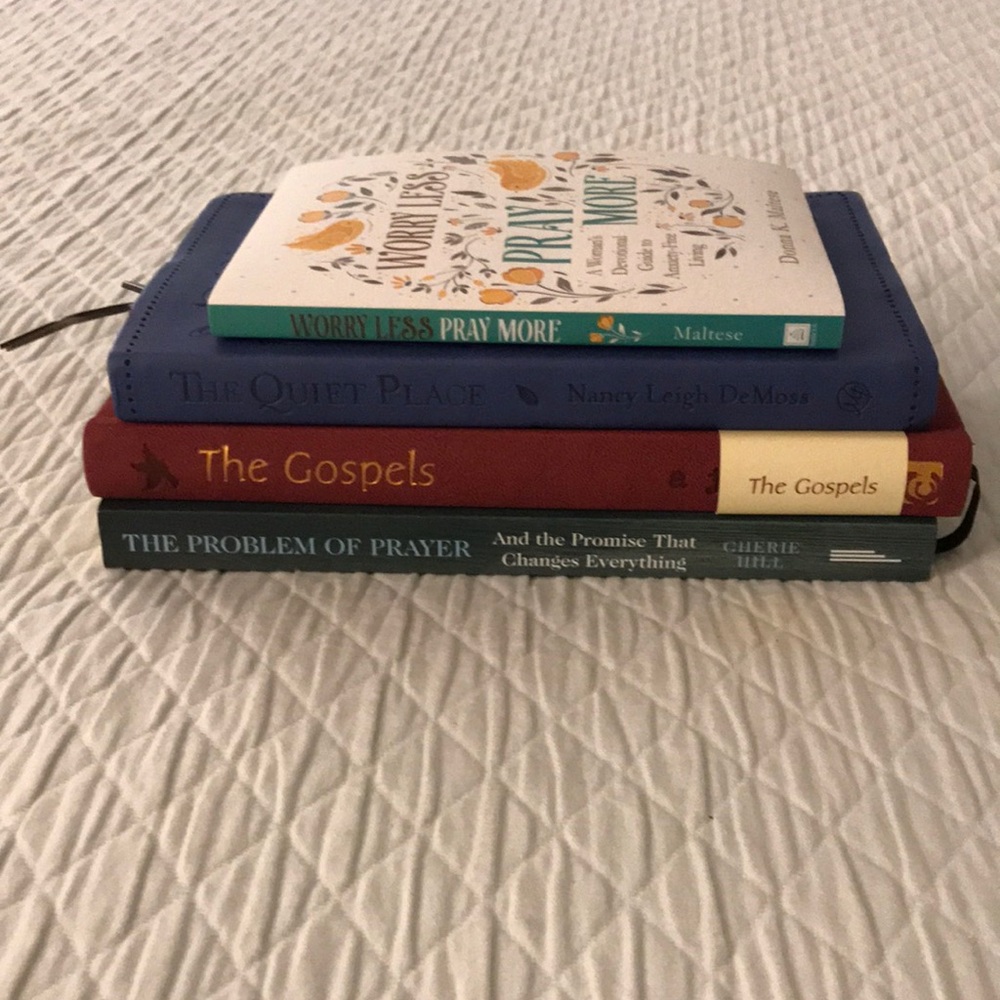 Set of 4 Christian Books on Prayer, Devotions, and Journaling.